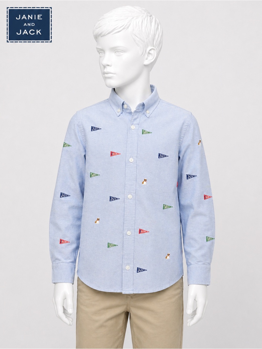 Boys Light Blue Embroidered Shirt